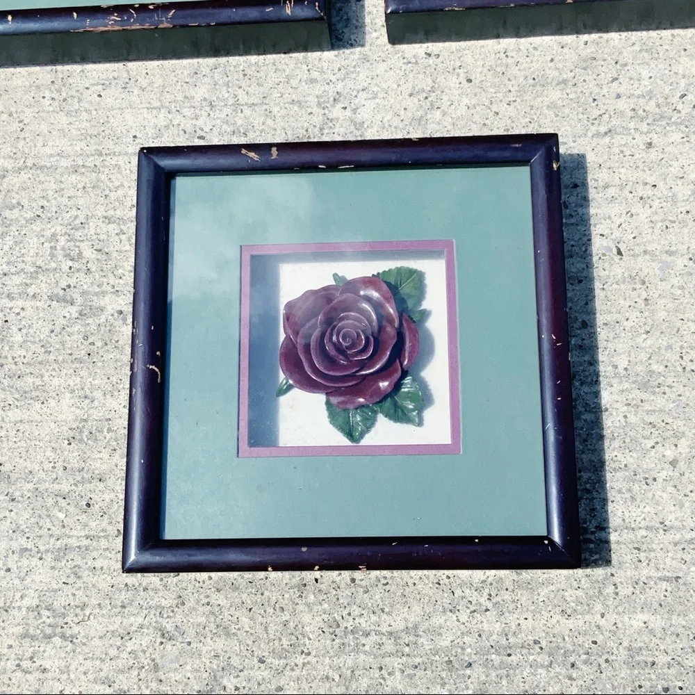 Vintage Bright Star Designs porcelain rose shadow boxes floral rustic